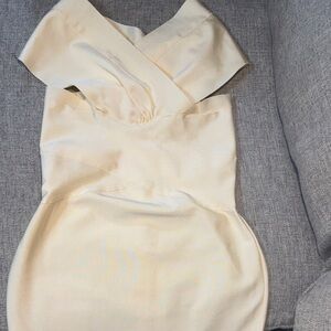 Fashion Nova Strapless Cream Dress